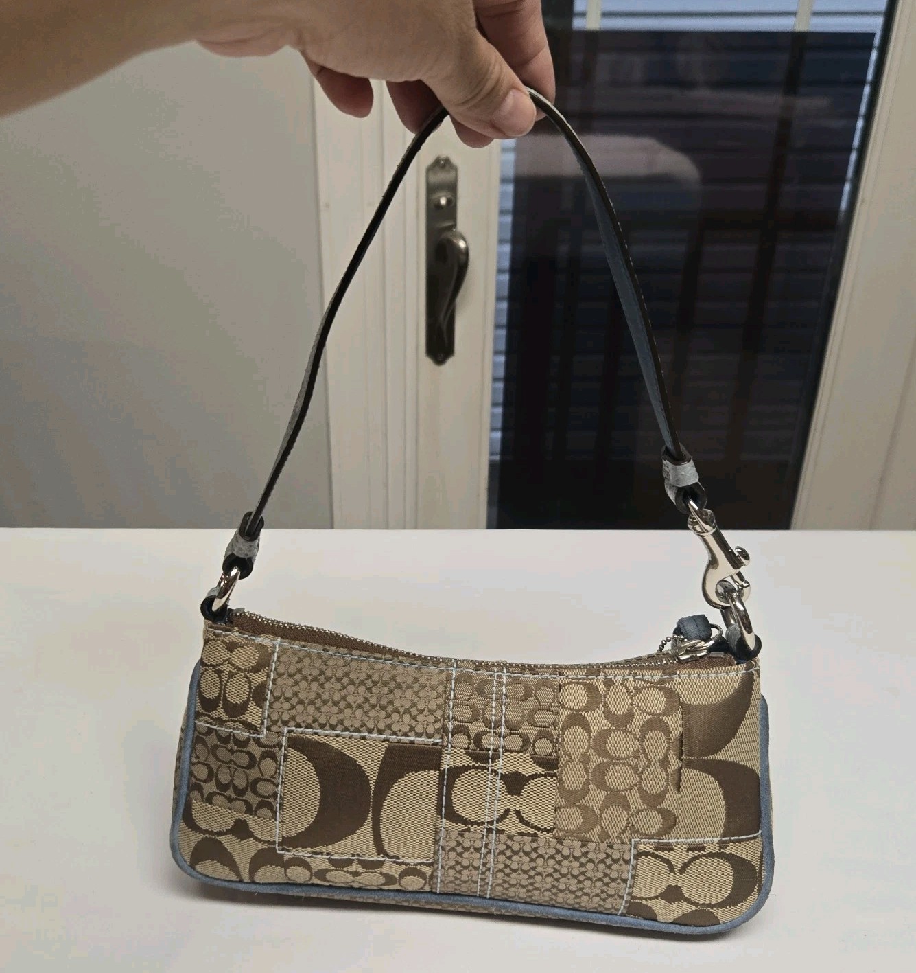 Vintage Coach 3693 Patchwork Python Trim Mini Sho… - image 7