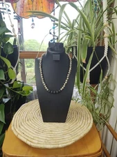 Dalmation & Lava Gemstones Round Beads Necklace Men or Women Necklace