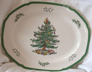 Spode Christmas Tree Rectangular Serving Platter 14.75” x 11.75 Made in England