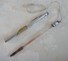 Vintage Weksler Glass Pocket Thermometer with Metal Case 0 to 120F