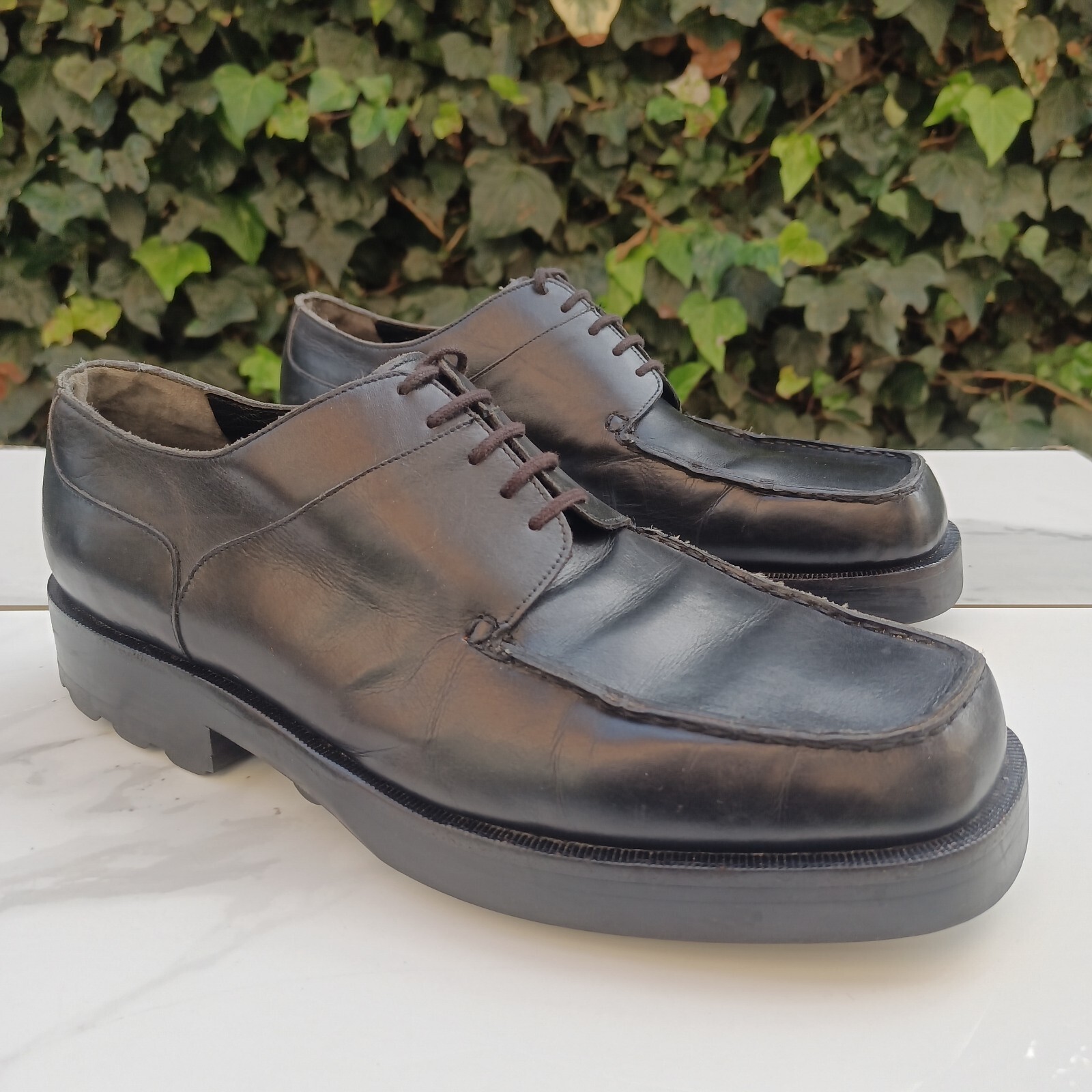 SAOLA Scarpe eleganti derby Stephane Kelian Paris punta quadrata moc da uomo taglia 9 nere