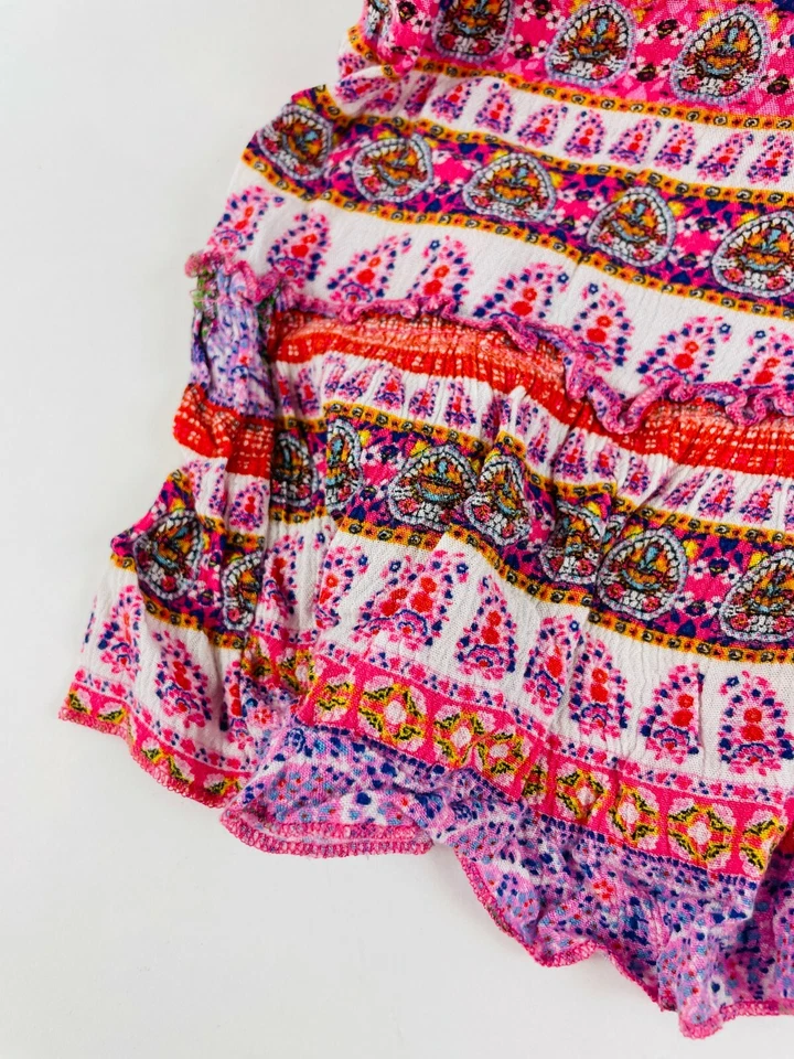 Lily Rose 荷叶边迷笛连衣裙女孩 16 码粉色分层无袖秋千佩斯利 — 第 4/4 张图片