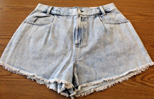 Juniors SO High Waist Blue Denim Dad Shorts Fray Hem Sz 11 Light Wash Slouchy