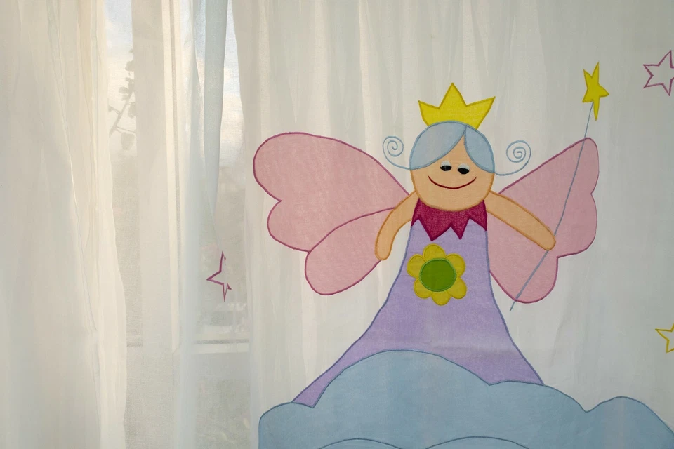 Хлопковая одноцветная занавеска для детской комнаты 96 дюймов с прозрачными вкладками - Изображение 3 из 3