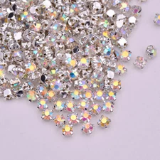 288pcs 3mm-8mm Sew On Crystal AB Glass Rhinestones Appliques Craft Dress Making