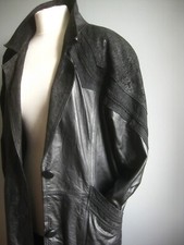 Vintage Long Leather Coat 8 10 12 Steampunk Duster Y2k New Wave 80s 90s Suede