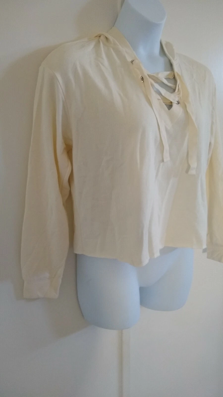 OFF WHITE Felpa donna Xhilaration manica lunga coulisse crop con cappuccio panna beige XL