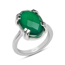 Natural Green Onyx Solid 925 Sterling Silver Ring Pleasant For Your Loved One