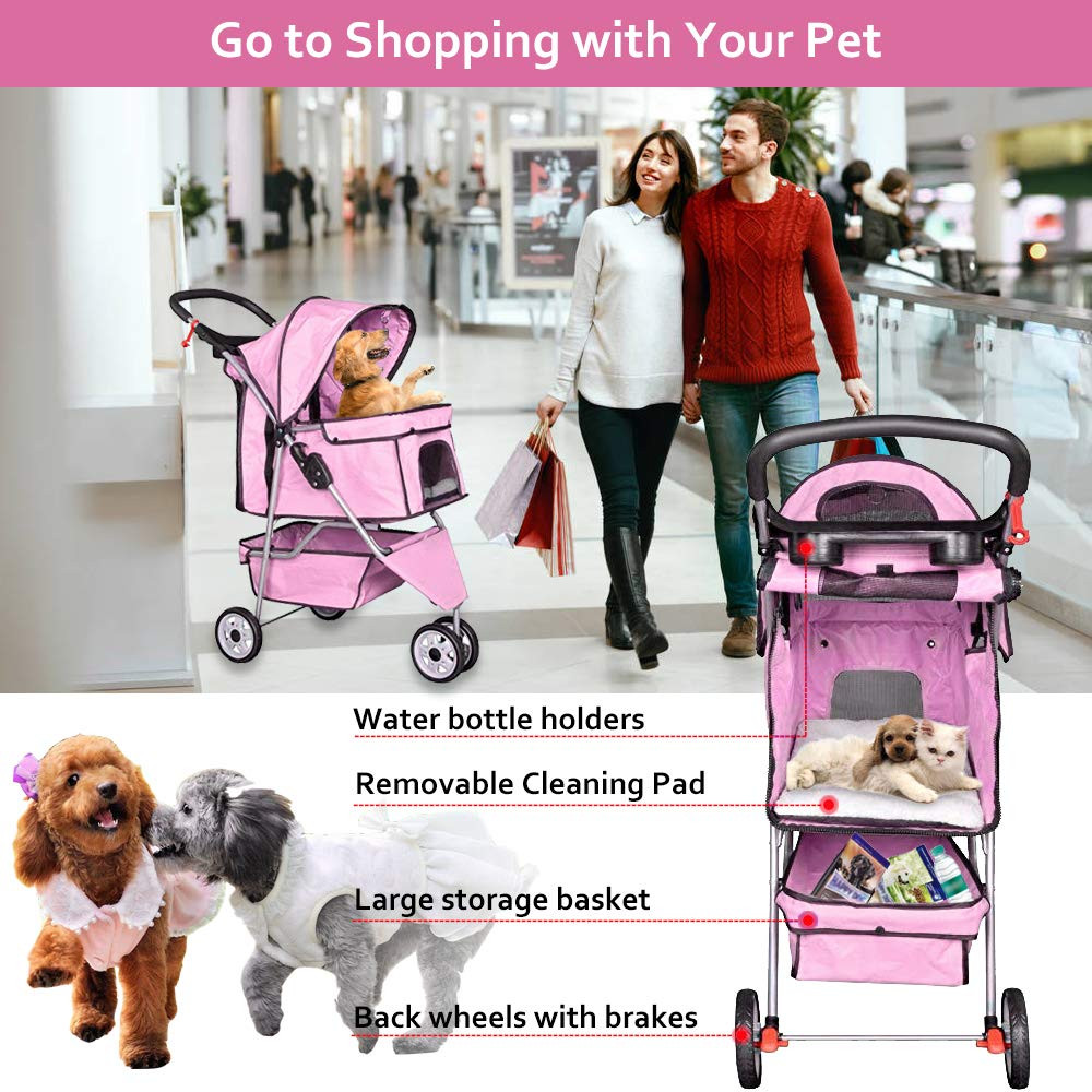 Pet Stroller for Small Medium Dogs & Cats,Folding Dog Stroller Carrier Strolling