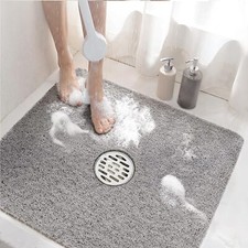 Square Shower Mat, 24 X 24 Inch Non Slip Bath Mat for Tub, Soft PVC Loofah Batht