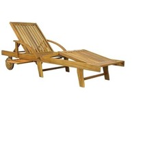 Chaise Longue Bois Acacia 200cm Transat avec Roues - Meuble