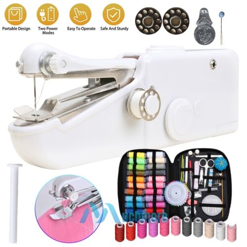 DIY Mini Sewing Machine Electric Stitch Portable Hand Cordless+Sewing Kit 126Pcs - Picture 62 of 72