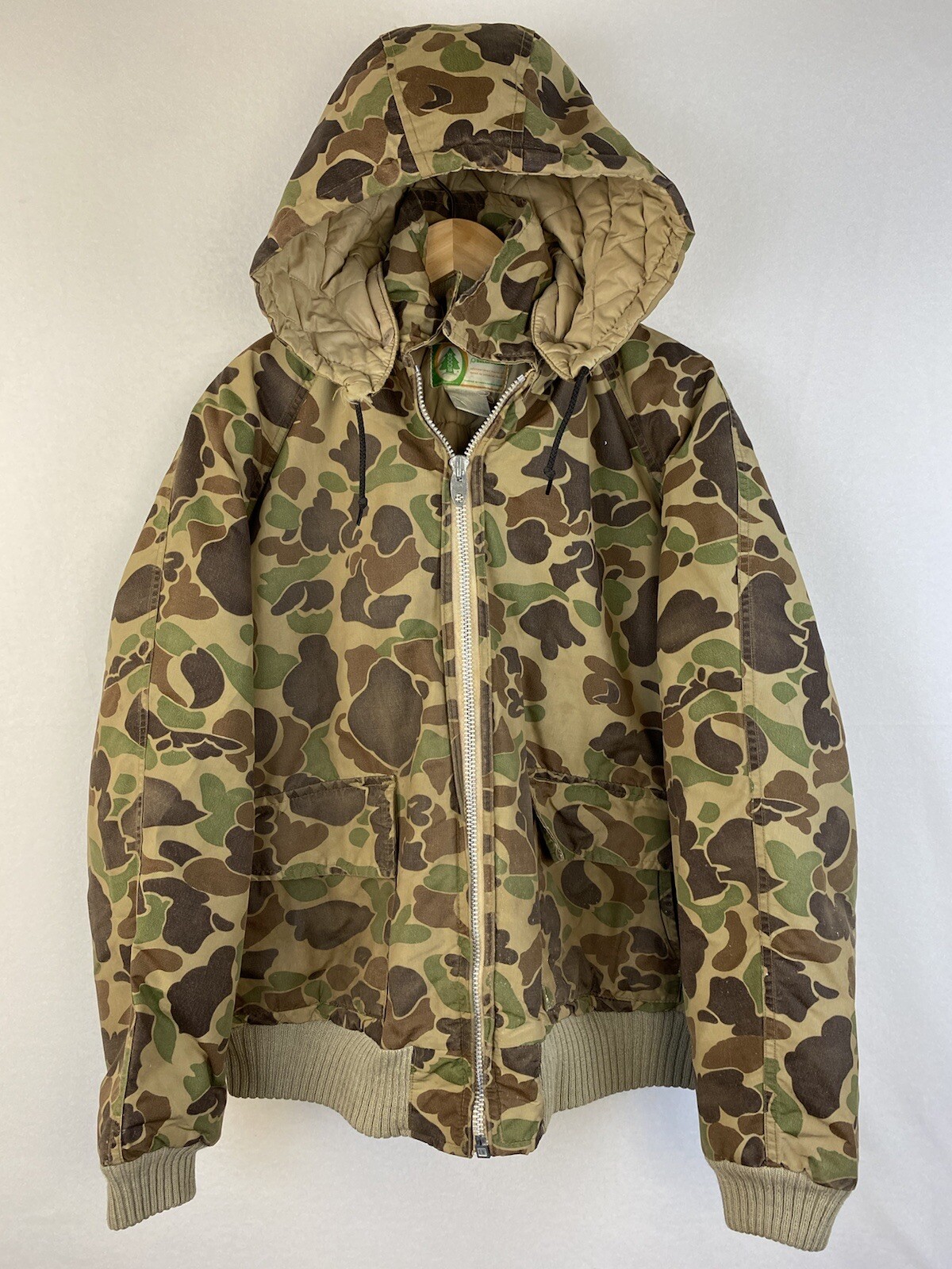 Vtg 80s Duck Camo Nylon Down Canvas 