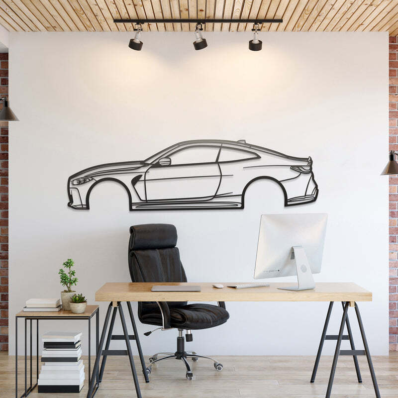 3D Acrylic Metal Wall Art Poster – USA Car Silhouette M4 2021 Home Decor