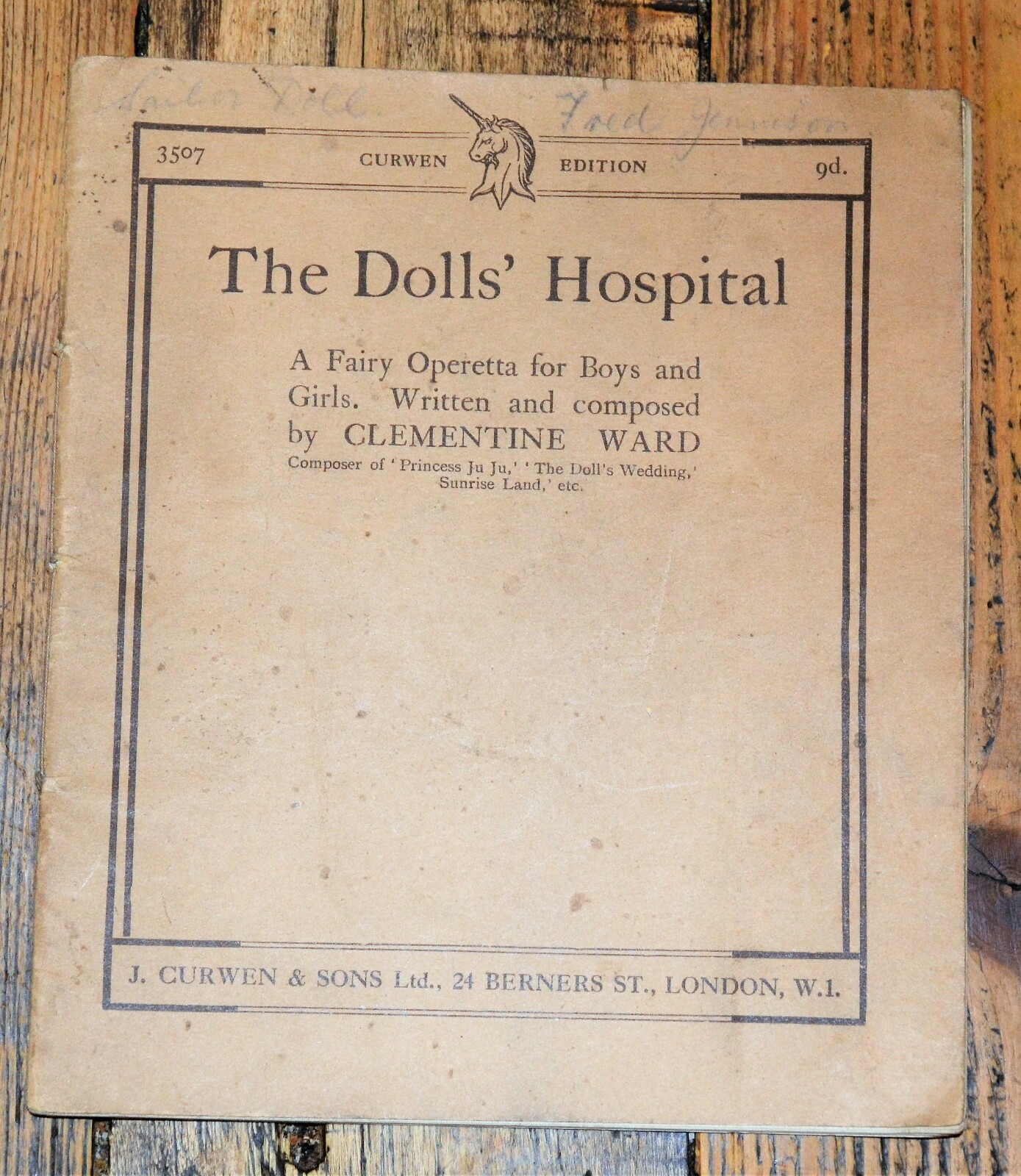 The Dolls' Hospital by Clementine Ward A Fairy Operetta for Boys