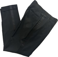 GUCCI Black Wool FLAT FRONT Cocktail Tuxedo Trousers Pants Sz-52 EU/42 US
