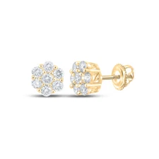 3/4CTW-DIA NK 7 STONE FLOWER EARRING