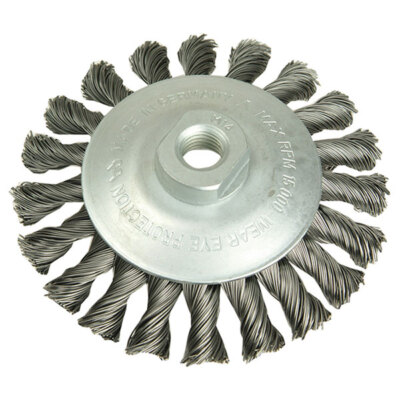 Lessmann 472.157 Tapered Knot Brush 115mm M14 Hole, 0.35 Steel Wire
