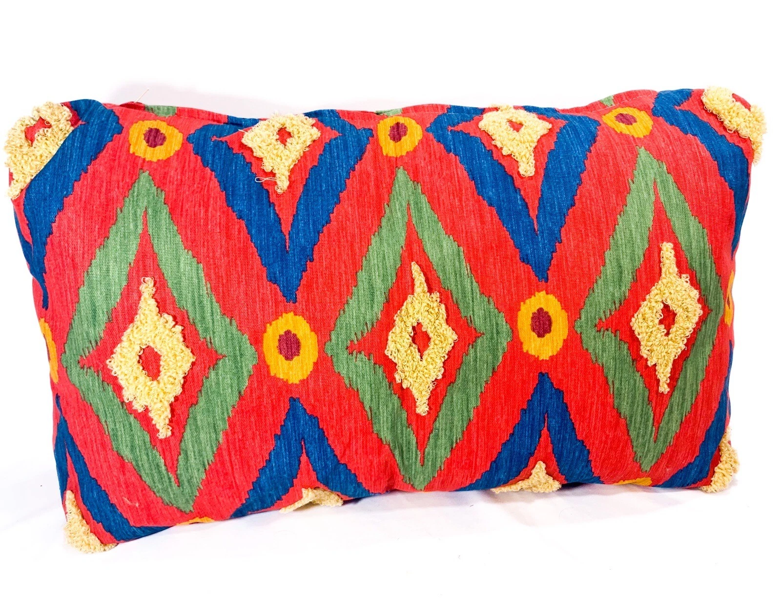 Southwest Diamond Tribal African Inspired Lumbar Throw Pillow Decor Red Blue