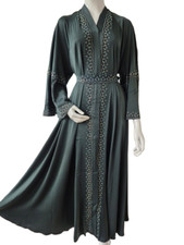 Ladies Premium Nida Open Umbrella Diamante Abaya Jilbab Dark Green 52,54,56,58