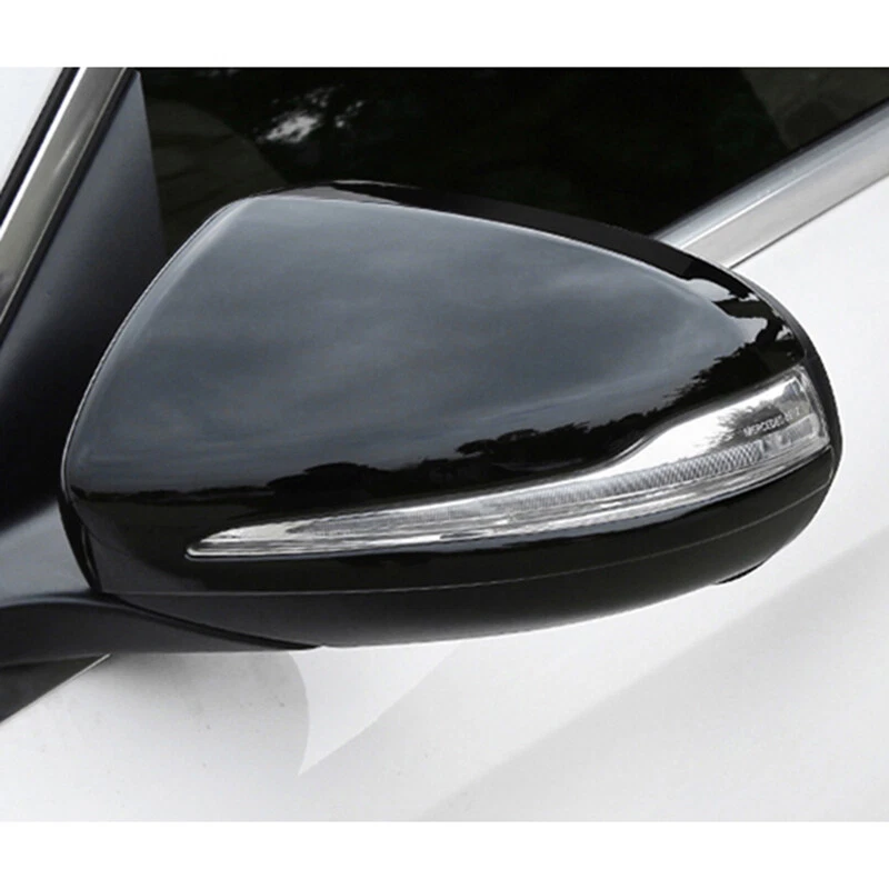 Gloss Black Mirror Cover For Mercedes Benz C E GLC W205 W213 W222 W257 W253 R+LH - Imagem 3 de 4
