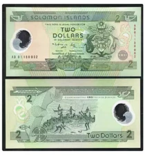 2001 Solomon Islands 2 Dollars P-23 UNC NEW Banknotes