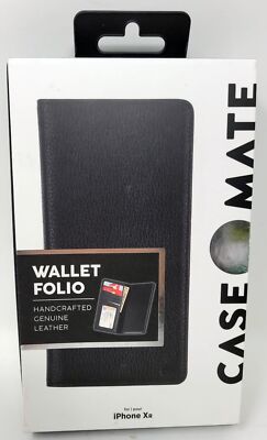 Case-Mate Wallet Case Folio Leather Folding for iPhone XR, Black