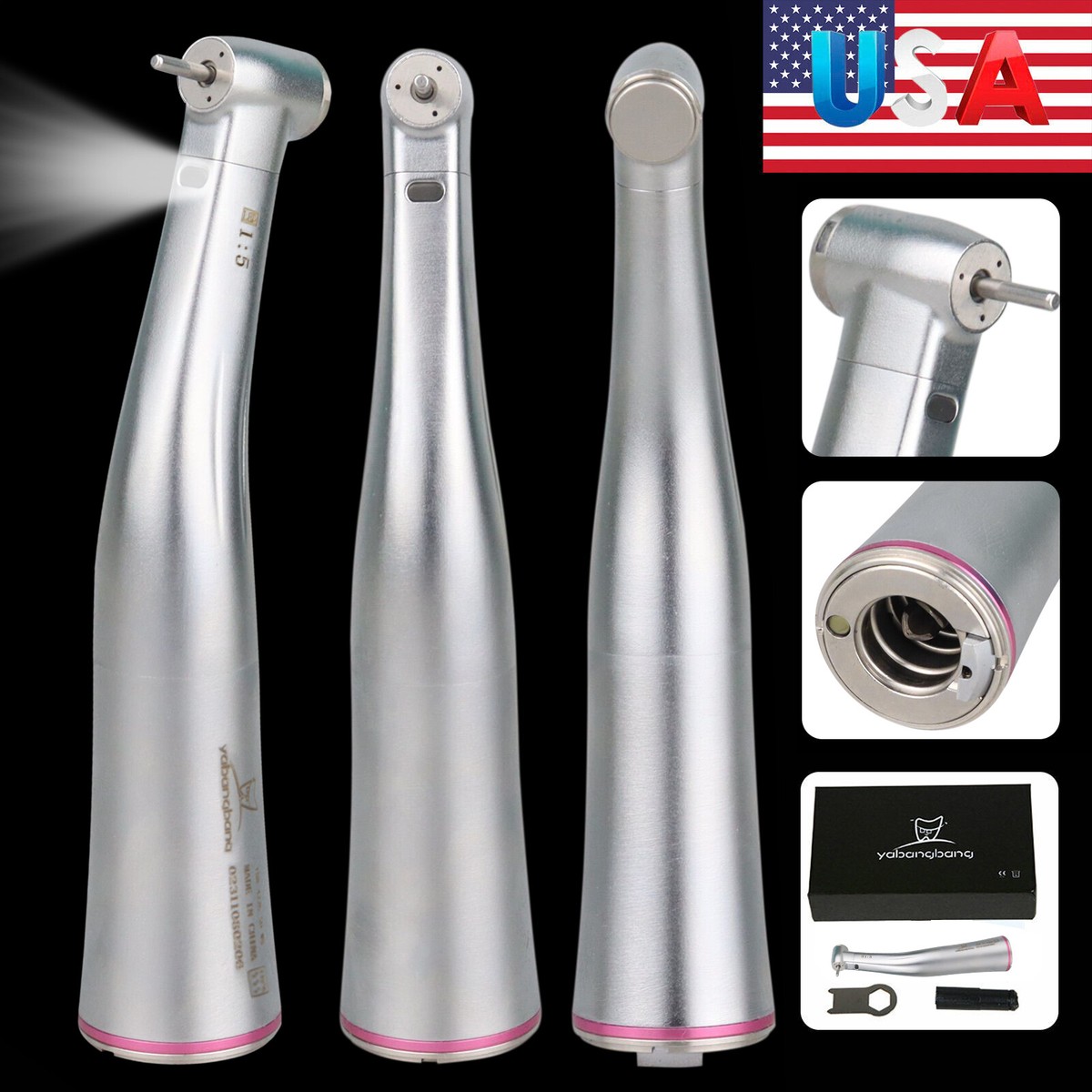 Dental 1:5 Increasing Fiber Optic Contra Angle Handpiece E-type Fit NSK KAV po