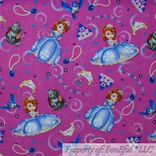 BonEful FABRIC FQ Cotton Quilt Purple White Dress Disney Princess SOPHIA Girl US
