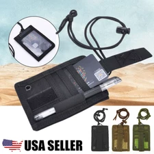 Tactical ID Card Case Patch Neck Lanyard Ring Credit Organizer Wallet Holder USA