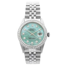 Rolex Datejust Steel 1.20 Cttw Custom Teal Dial Mens 1983 Watch 16014