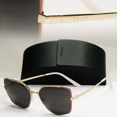 Prada Sunglasses Gold Black Square Metal PR60XS SPR 60X 07B-4K0