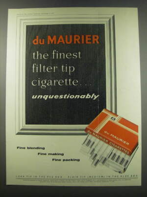 demoria cigarettes 1957 Du Maurier Cigarettes Ad - Du Maurier the finest filter tip  cigarette