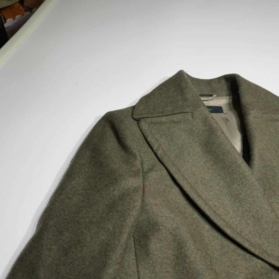 Chaquetón Stile Benetton para mujer talla 38 lana verde suave cepillado doble pecho Foto 2 de 4