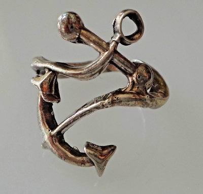 1 size 7 Sterling Silver Delta Gamma 25mm wide at top Anchor Shape 3mm band Ring