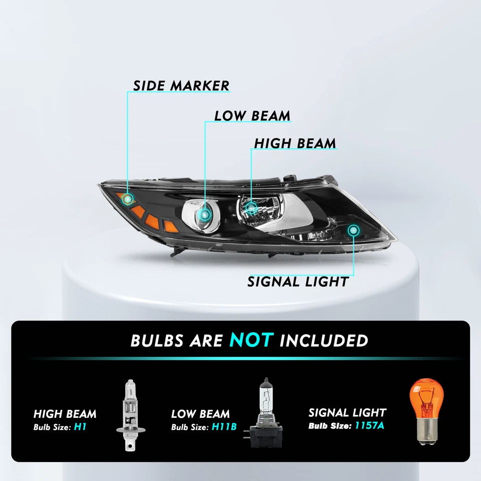 Faro halógeno negro pasajero derecho Kia Optima 2011 2012 2013 Foto 2 de 4