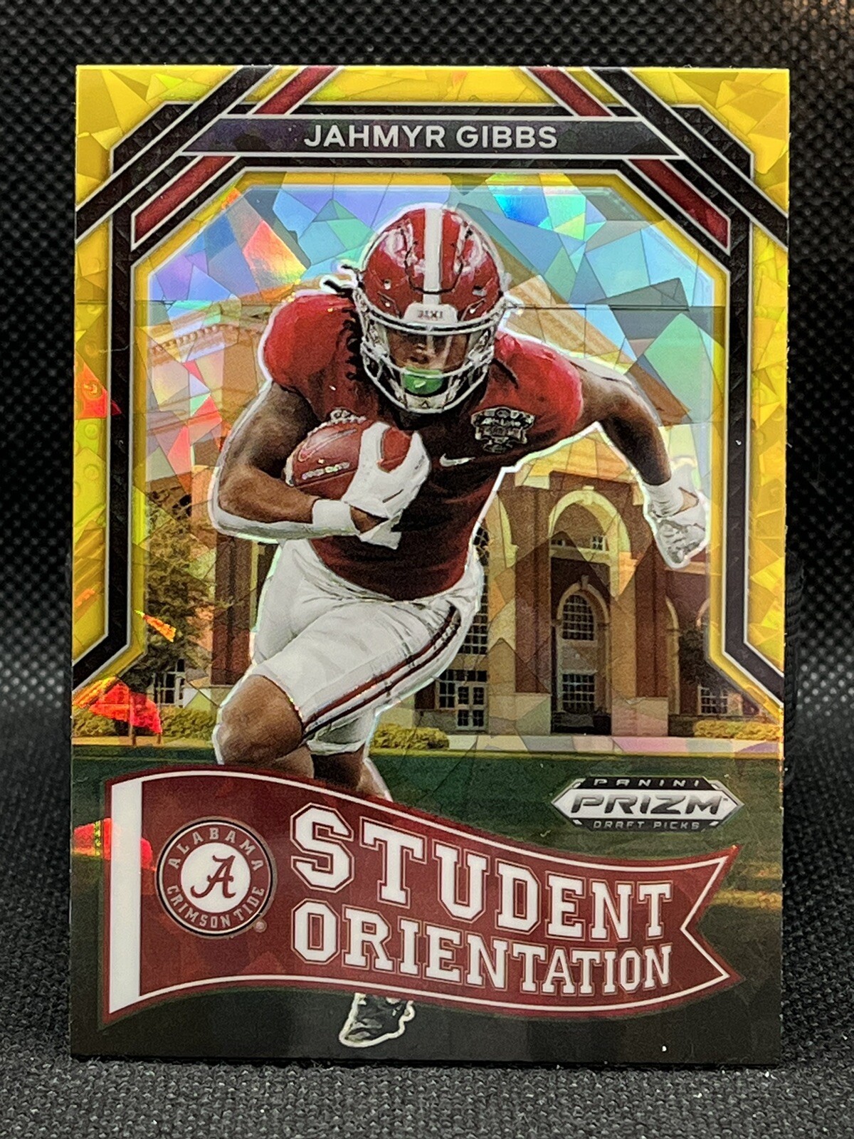 2023 Prizm Draft Picks Jahmyr Gibbs GOLD ICE PRIZM STUDENT ORIENTATION RC #SO-11