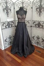 SR600 MORI LEE 99062 SZ 3-4 BLACK NUDE $599   PROM BLACK TIE FORMAL GOWN DRESS