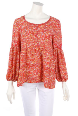MAX STUDIO Tunika-Bluse Blumen Print M Rottöne