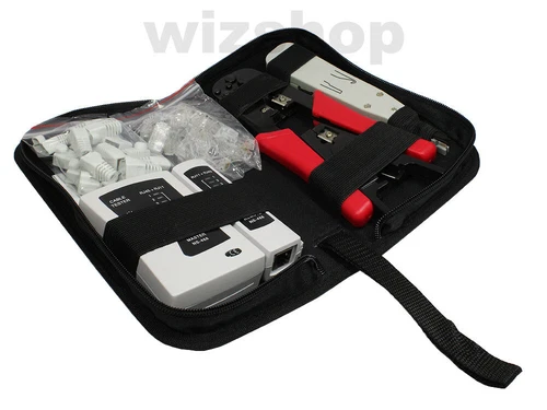 Pinza crimpatrice cavi di rete tester plug RJ 45 11 12 LAN Ethernet custodia kit