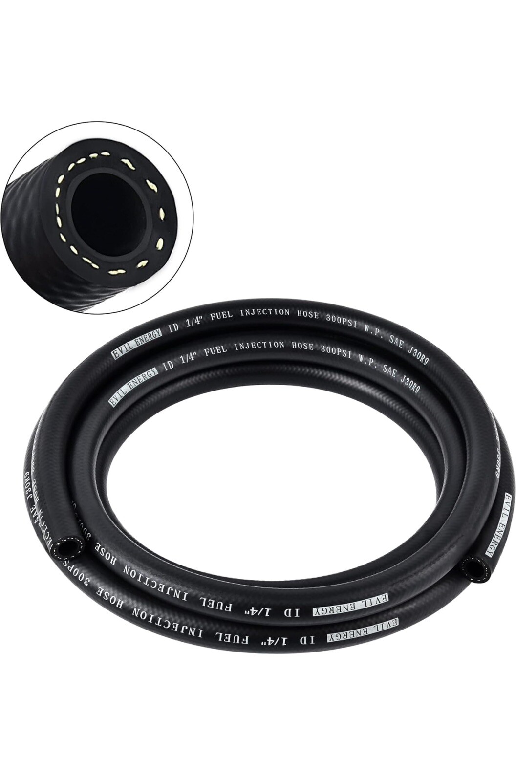 EVIL ENERGY Fuel Hose Line 1/4 Fuel Injection Hose SAE 30R9 5FT 300PSI