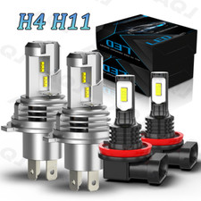 H4 H11 Led Headlight Bulbs Kit 6500k For 1999-2000 Honda Civic High-low Beam