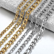 Figaro Chain Necklace Women Men Punk Silver Gold Stainless Steel Long Necklace