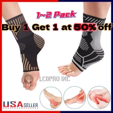 Copper Ankle Brace Compression Sleeve Support Socks Foot Fasciitis Pain Relief