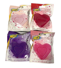 lot of 4 crayola heart shaped bath bombs strawberry cherry grape cotton candy