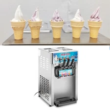 3 Flavors Soft Serve Ice Cream Machcine Table Type Frozen Yogurt Maker Cone