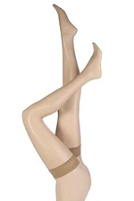 OFFER Pretty Polly Lace-Top Thigh-High Deep Tan Hold-Up Stockings