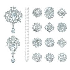 Rhinestone Brooches Crystal Brooch Pins Pearl Crystal Wedding Bouquet kit Set...