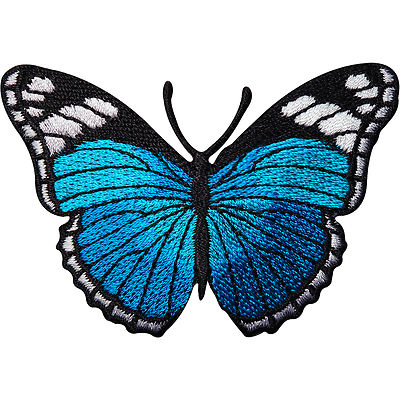 Türkis Blau Schmetterling bestickt Bügelbild/Aufnähen Patch Jeans Jacke Tasche Abzeichen