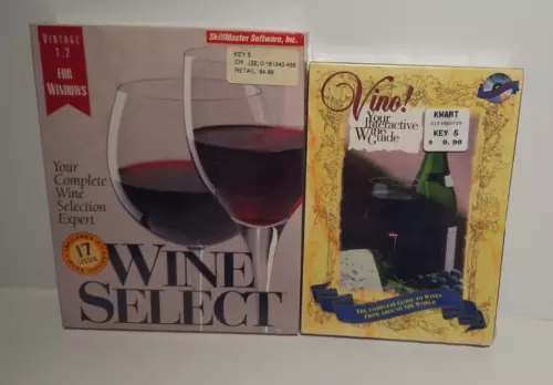 Wine Select 1994 + Vino Wine Guide 1995 CD ROM Windows Both Factory Sealed